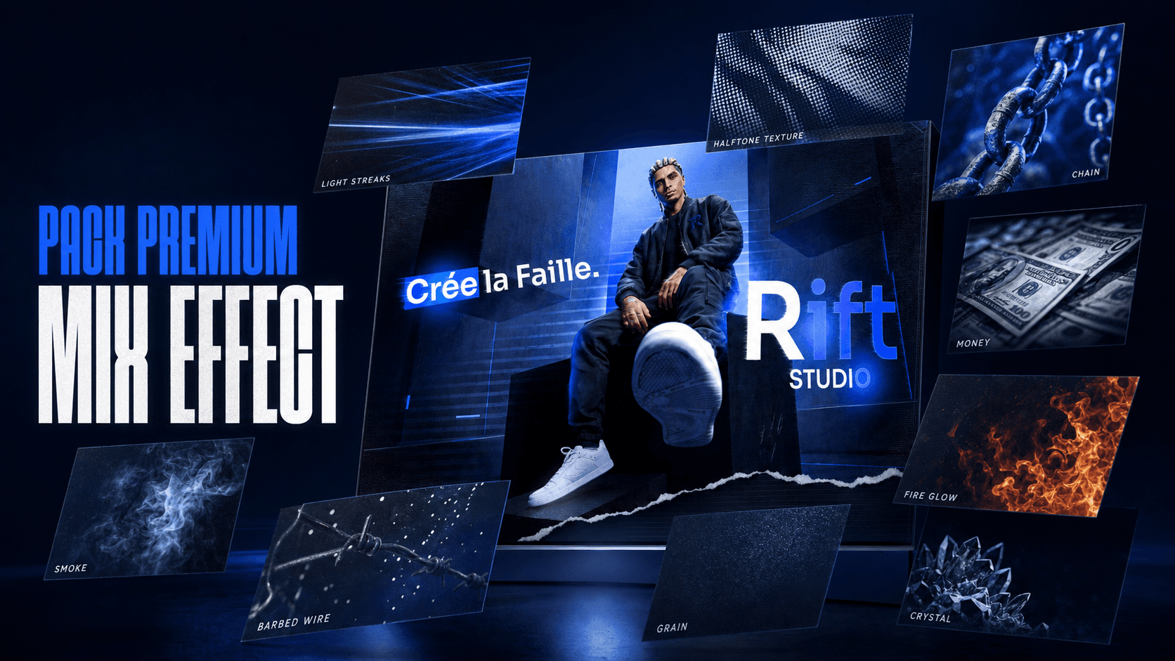 Vue complète des effets du pack autour d’une création Rift Studio